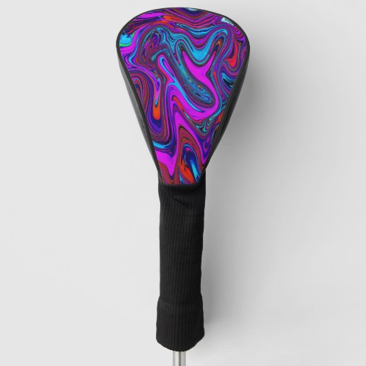Marbled Magenta, Blue and Red Abstract Art Golfheadcover (Voorkant)