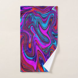 Marbled Magenta, Blue and Red Abstract Art Handdoek