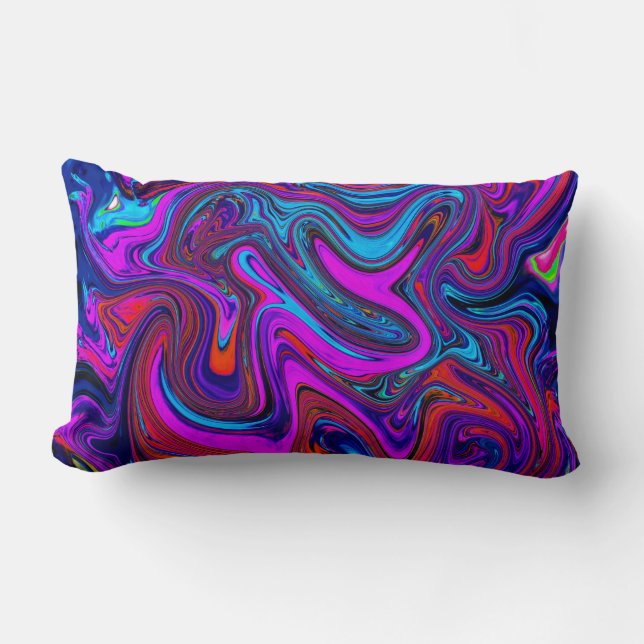 Marbled Magenta, Blue and Red Abstract Art Kussen (Voorkant)