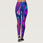 Marbled Magenta, Blue and Red Abstract Art Leggings (Achterkant)