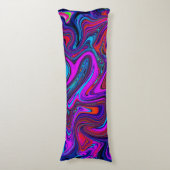Marbled Magenta, Blue and Red Abstract Art Lichaamskussen (Voorkant Verticaal)