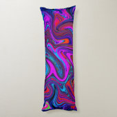 Marbled Magenta, Blue and Red Abstract Art Lichaamskussen (Achterkant (Verticaal))