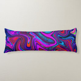 Marbled Magenta, Blue and Red Abstract Art Lichaamskussen