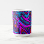 Marbled Magenta, Blue and Red Abstract Art Magische Mok (Midden)