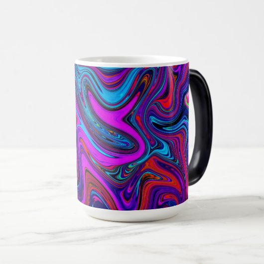 Marbled Magenta, Blue and Red Abstract Art Magische Mok (Voorkant rechts)