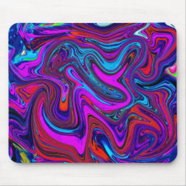 Marbled Magenta, Blue and Red Abstract Art Muismat