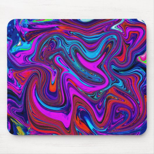 Marbled Magenta, Blue and Red Abstract Art Muismat (Voorkant)
