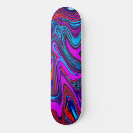 Marbled Magenta, Blue and Red Abstract Art Persoonlijk Skateboard