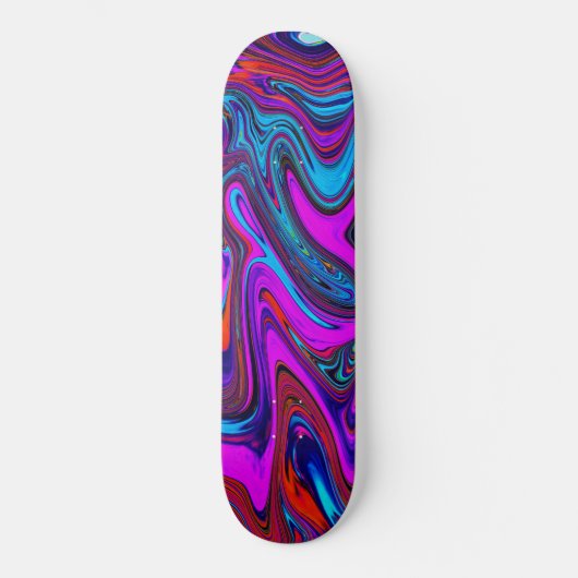 Marbled Magenta, Blue and Red Abstract Art Persoonlijk Skateboard (Voorkant)