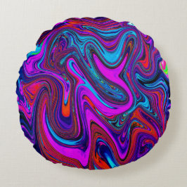 Marbled Magenta, Blue and Red Abstract Art Rond Kussen