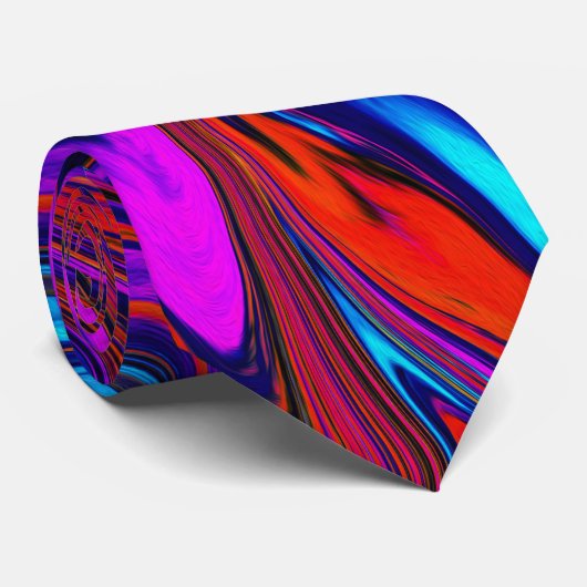 Marbled Magenta, Blue and Red Abstract Art Stropdas (Opgerold)