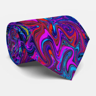 Marbled Magenta, Blue and Red Abstract Art Stropdas