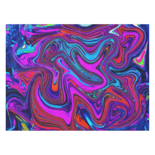 Marbled Magenta, Blue and Red Abstract Art Tafelkleed (Voorkant (Horizontaal))