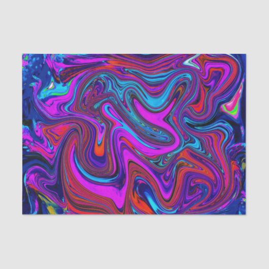 Marbled Magenta, Blue and Red Abstract Art Tissuepapier (Voorkant)