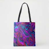 Marbled Magenta, Blue and Red Abstract Art Tote Bag (Voorkant)
