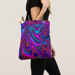 Marbled Magenta, Blue and Red Abstract Art Tote Bag