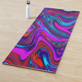 Marbled Magenta, Blue and Red Abstract Art Yogamat