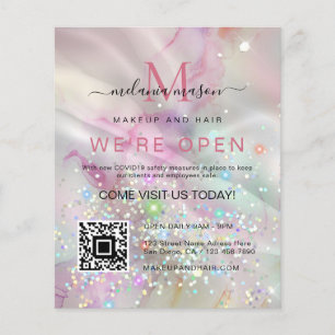 Marbled Makeup Artist Holografische Glitter QR-cod Flyer