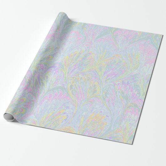 MARBLED PAPER,ABSTRACT PALE PINK 2 PEACOCK PATTERN CADEAUPAPIER (Uitgerold)
