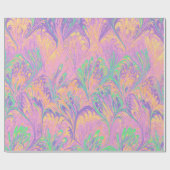 MARBLED PAPER,ABSTRACT PINK GREEN PEACOCK PATTERN CADEAUPAPIER (Vlak)