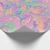 MARBLED PAPER,ABSTRACT PINK GREEN PEACOCK PATTERN CADEAUPAPIER (Hoek)