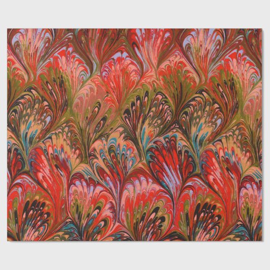 MARBLED PAPIER, ABSTRACT RODE BLAUWE PREKPATROON CADEAUPAPIER (Vlak)