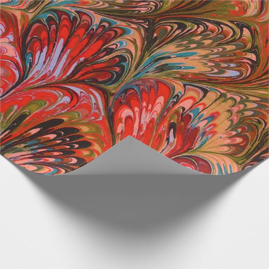 MARBLED PAPIER, ABSTRACT RODE BLAUWE PREKPATROON CADEAUPAPIER (Hoek)