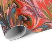 MARBLED PAPIER, ABSTRACT RODE BLAUWE PREKPATROON CADEAUPAPIER (Rol Hoek)