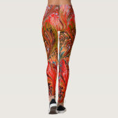 MARBLED PAPIER, ABSTRACT RODE BLAUWE PREKPATROON LEGGINGS (Achterkant)