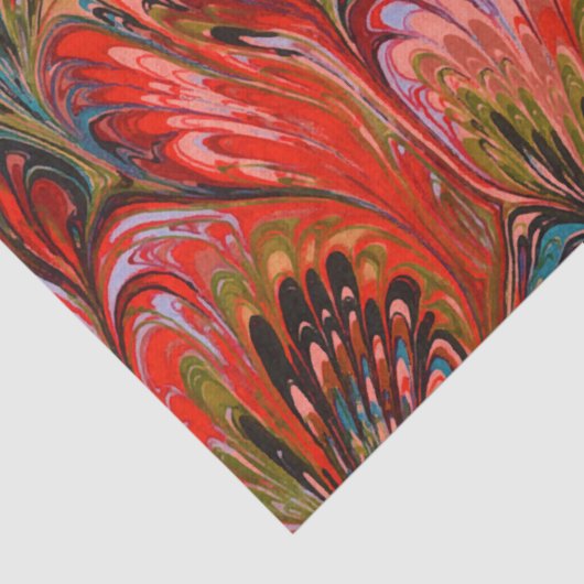 MARBLED PAPIER, ABSTRACT RODE BLAUWE PREKPATROON TISSUEPAPIER (Detail)