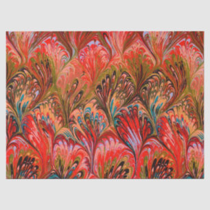 MARBLED PAPIER, ABSTRACT RODE BLAUWE PREKPATROON TISSUEPAPIER