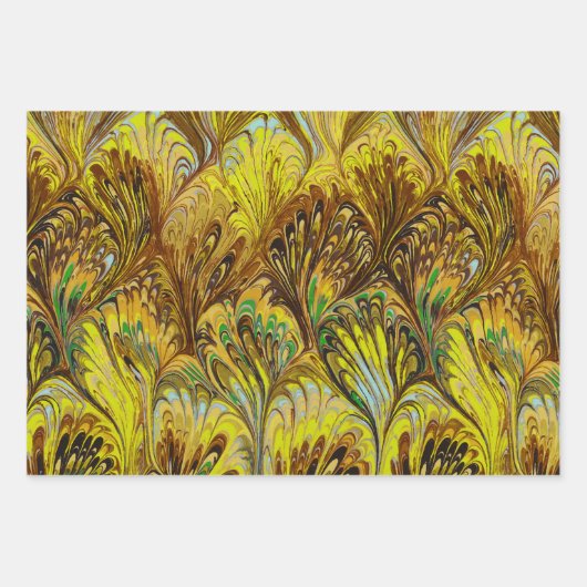 MARBLED PAPIER, ABSTRACT RODE GROEN GEEL PATROON INPAKPAPIER VEL (Voorkant 2)