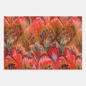 MARBLED PAPIER, ABSTRACT RODE GROEN GEEL PATROON INPAKPAPIER VEL (Voorkant)