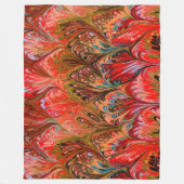 MARBLED PAPIER, ABSTRACT RODE PREKPATROON, SWIRLS FLEECE DEKEN (Voorkant)