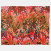 MARBLED PAPIER, ABSTRACT RODE PREKPATROON, SWIRLS FLEECE DEKEN (Voorkant (Horizontaal))