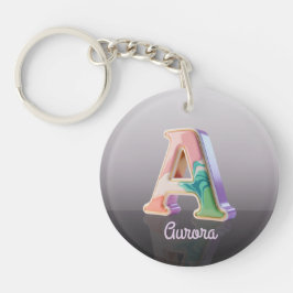 Marbled Pastel Gold Trim Letter A Sleutelhanger