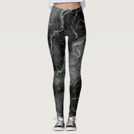 Marbled Pattern in Black and Grey Leggings