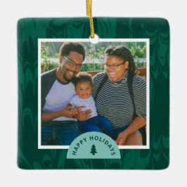 Marbled Pines Kerstvakantie Foto Keramisch Ornament