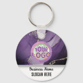 Marbled Purple Gold Branding Elegant Business Logo Sleutelhanger (Voorkant)