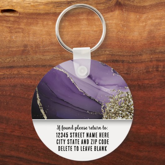 Marbled Purple Gold Branding Elegant Business Logo Sleutelhanger (Achterkant)
