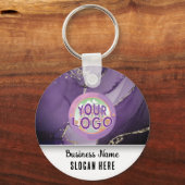 Marbled Purple Gold Branding Elegant Business Logo Sleutelhanger (Voorkant)