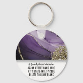Marbled Purple Gold Branding Elegant Business Logo Sleutelhanger (Achterkant)