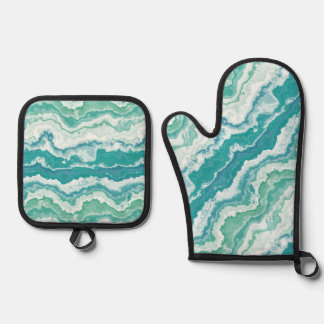 marbled sea foam : ovenwant & pannenlap set