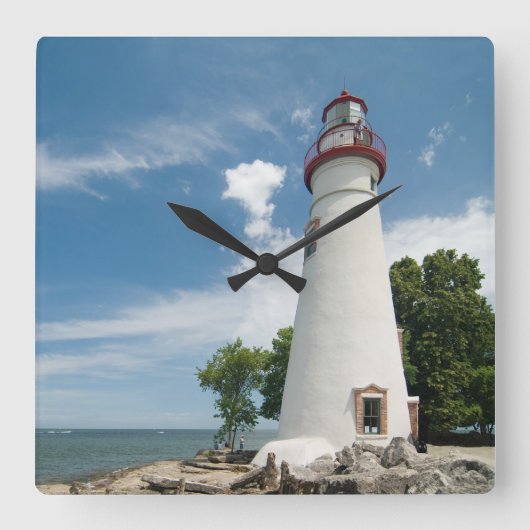 Marblehead Lighthouse in Northwest Ohio Vierkante Klok (Voorkant)