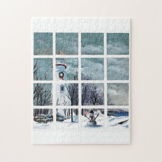 Marblehead Lighthouse in Winter Jigzaag Puzzle Legpuzzel (Verticaal)
