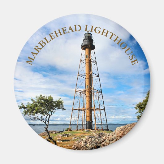 Marblehead Lighthouse, Massachusetts Round Magnet (Voorkant)