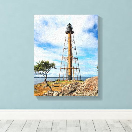 Marblehead Lighthouse Massachusetts Wrapped Canvas (Insitu (Houten vloer))