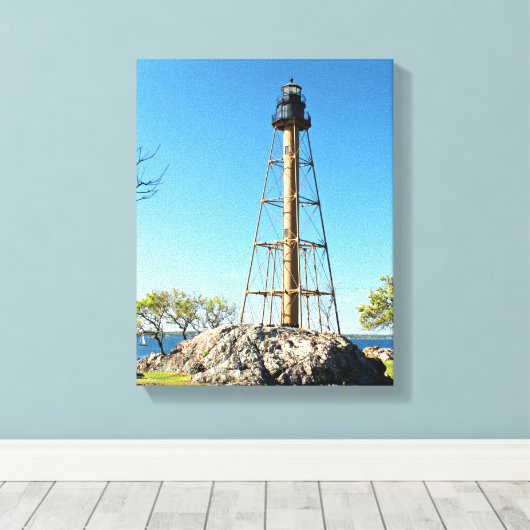 Marblehead Lighthouse Massachusetts Wrapped Canvas (Insitu (Houten vloer))