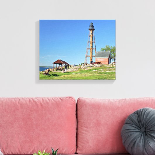 Marblehead Lighthouse Massachusetts Wrapped Canvas (Insitu (Woonkamer))