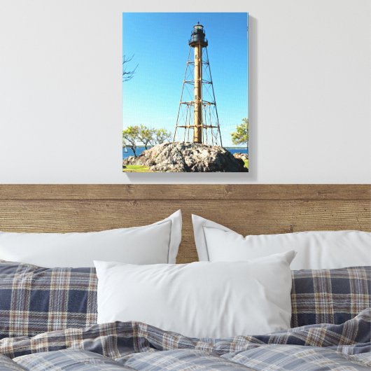 Marblehead Lighthouse Massachusetts Wrapped Canvas Afdruk (Insitu (Slaapkamer))